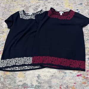 Style & Co. Black Tunic with Red Leopard-Print Trim